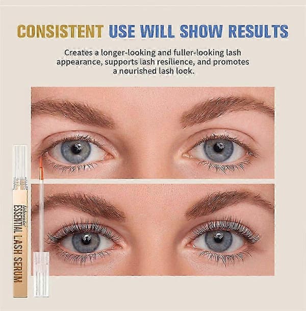2 st Essential Lash Serum, längre ögonfransar, fransförstärkare med biotin och aminosyror