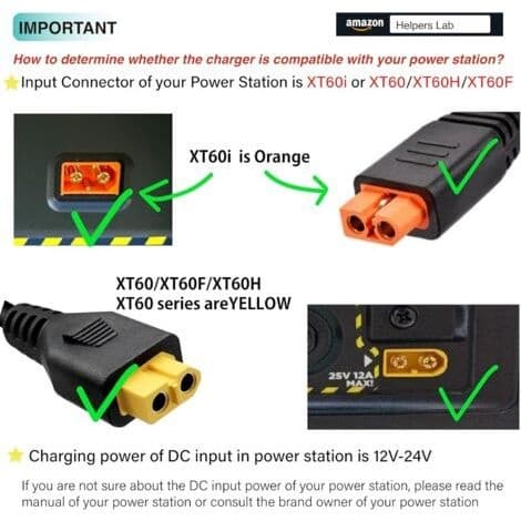 1 Cigaretstik til XT60I kabel, 12V 24V, 14AWG kobber, til bærbar strømforsyning