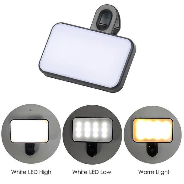 1/2 stk. Selfie LED-lysring Blitzklips Genopladeligt kamera til telefon og iPhone-tablets 2pcs