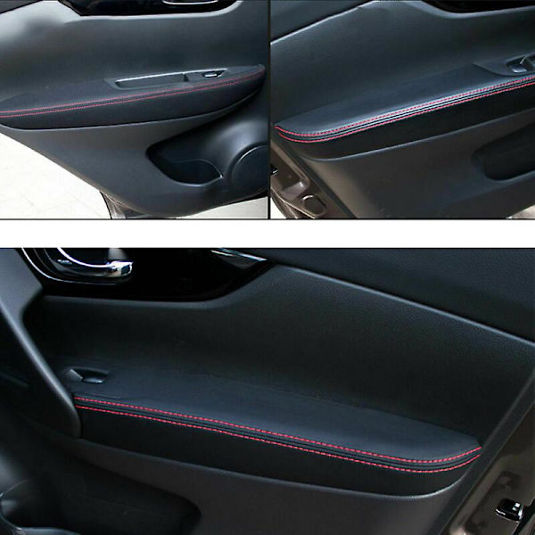 PU læder indvendig dør armlæn panel cover trim til J11 2016 2017 2018 sort+
