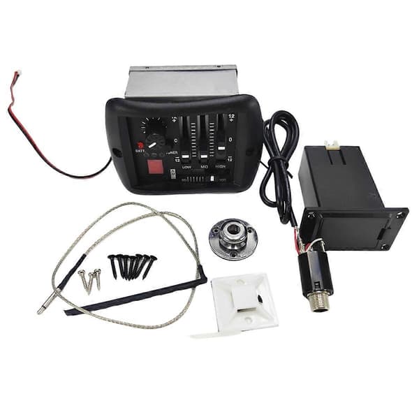 4-bands EQ Equalizer Akustisk Gitarr Förförstärkare Piezo Pickup med Stämsystem Mässingsändstift Jack för Folkgitarr