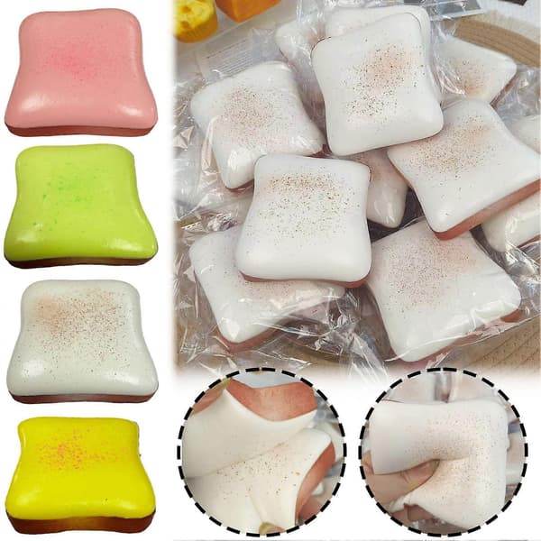 Klebrig smørbrød Squishy Fidget Leker, Supermyk Toast Sakte Stigende Squishies Matcha