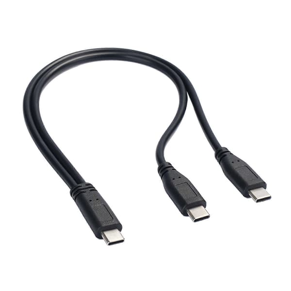 30 cm USB C til 2 Type C-stik Hurtigopladningskabel til telefoner og USB C-gadgets Strømforsyning