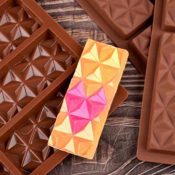 2 stk. chokoladeforme, silikone, dybe chokoladebarforme, silikoneformer, silikoneforme til voks smelter store (pyramidesæt)