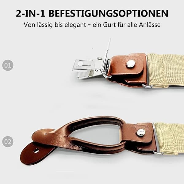 Herrhängslen Elastiska 3,5 cm - Y-formade med Knapp & Klämma, Justerbar Retrostil