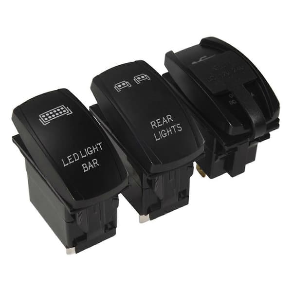 Vippebryter Baklys LED-lysstang 2USB Strømladerbryter for ATV RZR Båt SUV