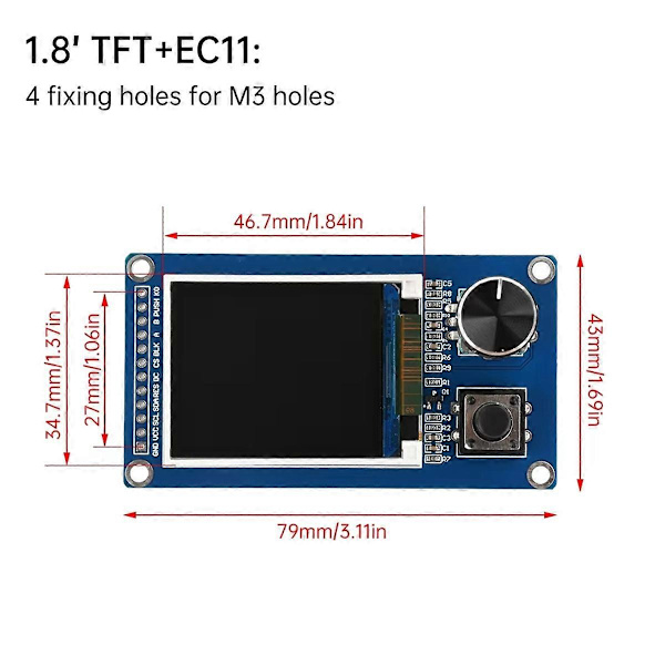 2,4-tommer TFT-skærm med Ec11 roterende encoder-kombinationsmodul SPI-interface LCD-skærm elektronisk sæt