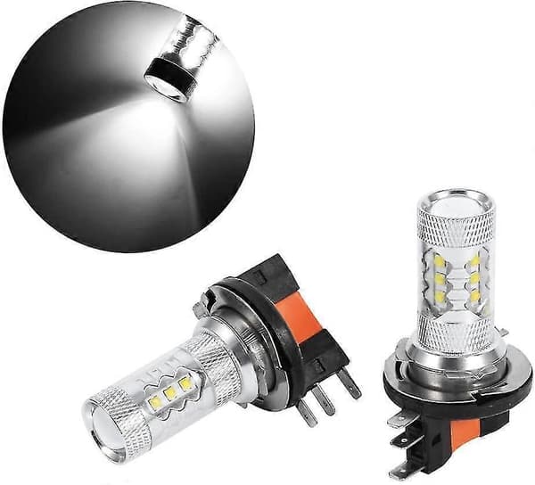 2 stk 80w H15 LED-pære Hvit Bilfrontlykt