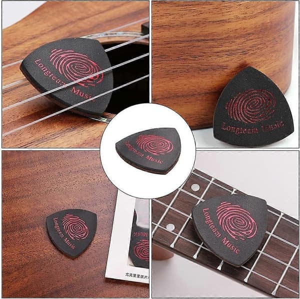 Läderplektrum för ukulele, gitarr och bas, tum- och fingerplektrum för akustisk gitarr, banjo och ukulele, svarta