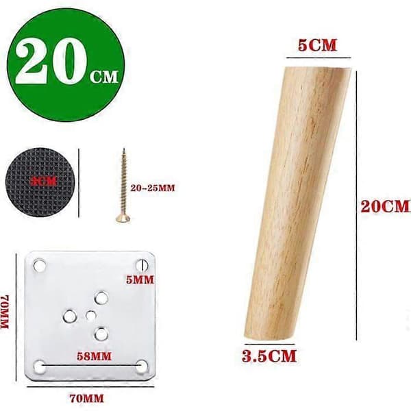 4 st möbelben i trä, ersättningssoffben sned design trä sängben bordsben möbelben