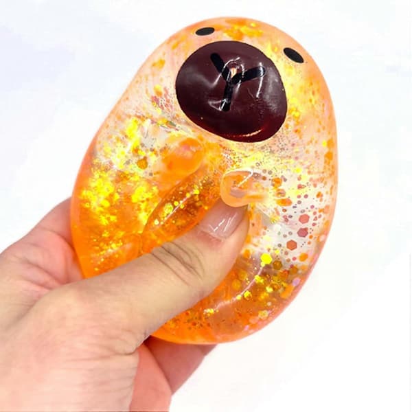 1 stk. Glitter Capybara Squishy Legetøj, Blød TPR Maltose Klemme Stressbold, Sød Capybara Fidget Legetøj til Angstlindring, Squishy Fidget Bold til Voksne, 1PCS Random color