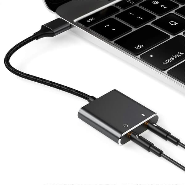 USB-lydadapter Eksternt lydkort til pc og bærbar computer USB-mikrofonadapter til 3,5 mm til hovedtelefonhøjttaler