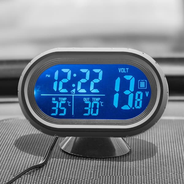 Bilklokke, termometer og voltmeter kombinert green