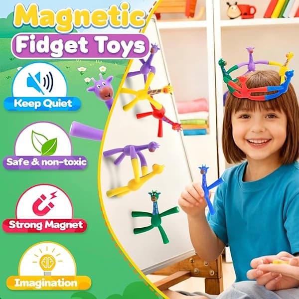 10 st magnetiska reseleksaker för barn, sensoriska fidgetleksaker för flygresor, reseaktiviteter för småbarn i åldrarna 2-8 år giraffe