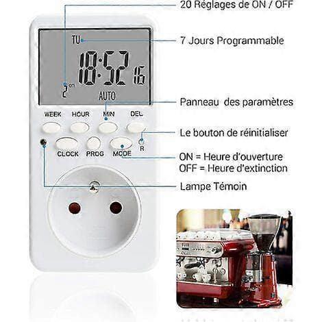 Digital Programmerbar Stikkontakt, Ukentlig Elektrisk Stikkontaktplanlegger med 20 Programmer, 24H Stikkontakt Timer med LCD-skjerm