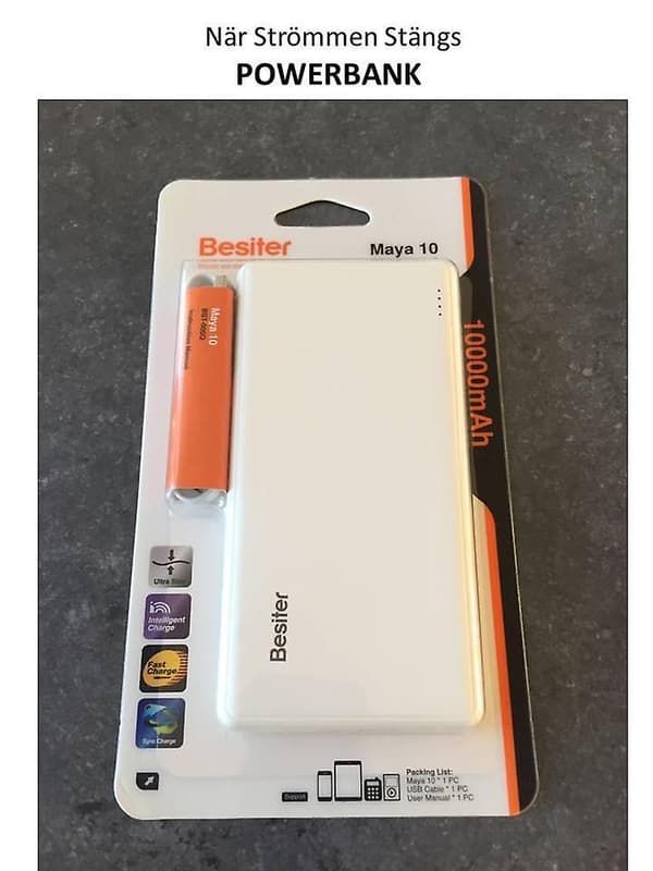 Varavirtalähde Akku 10000mAh Väri Valkoinen
