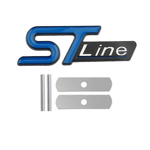 Metall ST Line Logo Bil Front Grill Bagagelucka Emblem För Ford Kuga MK3 MK2 MK4 S Max Focus Puma Fiesta ST Line Dekal Tillbehör Grill Dark Blue 100x34mm