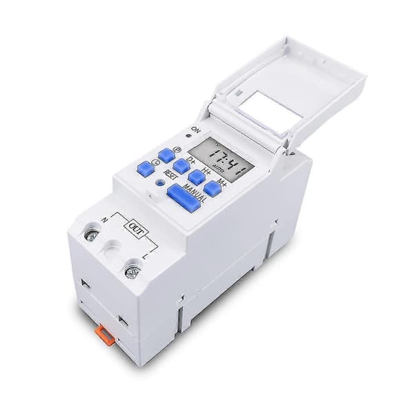 Din-skinne 2-leder Ugentlig 7 Programmerbar Digital Tidsafbryder Relæ Timer Kontrol Tidsrelæ AC 220V 3