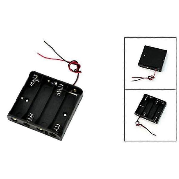 Sort Plastik Etui 4 X 1.5v Aa Batteriholder Ledningsender