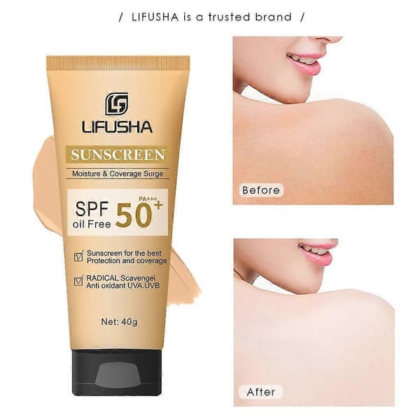 Solcreme, SPF 50+ Solbeskyttelse til ansigt, Foundation Concealer, Solcreme, Vandtæt, Svedafvisende, Anti-aging, Beskyttelse mod sol Pro 1pcs