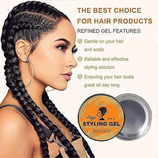 Premium Styling Gel - Långvarig, Glansförstärkande, Mot Håravfall & Kontroll av Frissigt Hår, Icke-klibbig för Torrt, Lockigt, Tjockt Hår 60g 2pcs