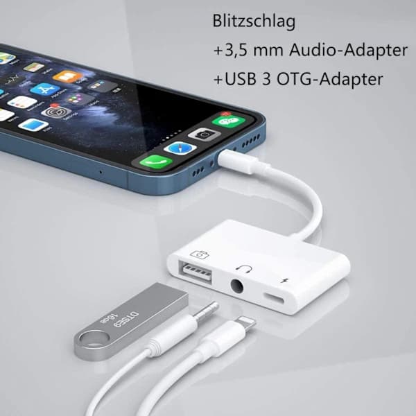 Lightning USB OTG Audio Adapter 3-i-1 USB-læseradapter USB-adapter