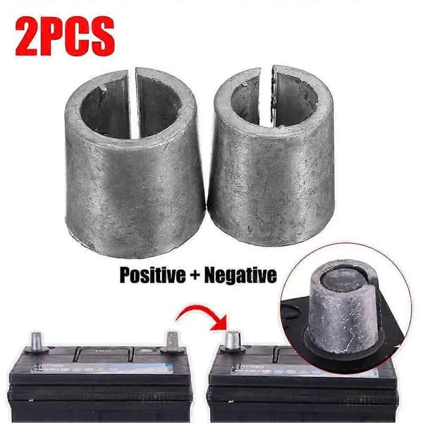 2 stk. bilbatteriterminalomformere/stolpeadaptermuffer positive negative