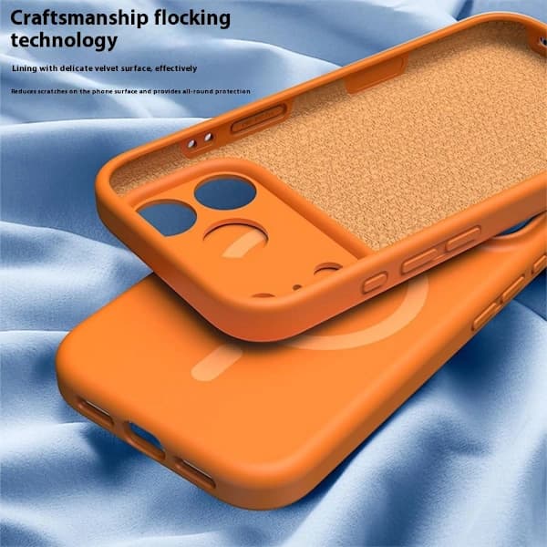 iPhone 17 Pro-deksel, støtsikkert silikonbeskyttelsesdeksel, oransje