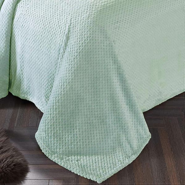 Flonelplaid, 167x228 CM Bløde Sofaplaider, Vaffelfleeceplaider til Sofa, Mintgrøn Tæppe