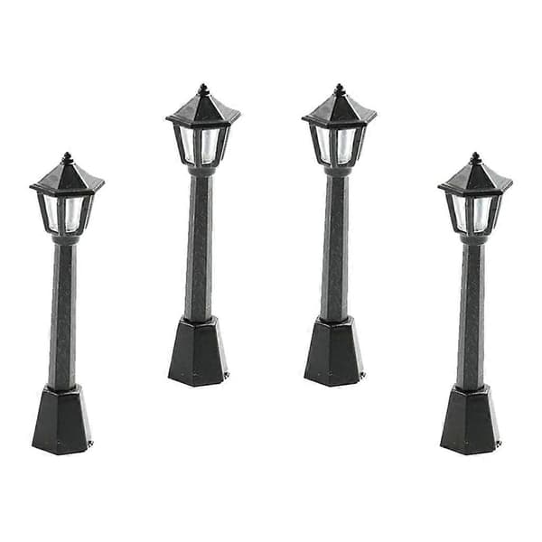 Mini Gadelygte Model Lampe 4 stk. Stolpe Gadelygter Mikroskopisk Model til Mini Dukkehus Fehave Tilbehør