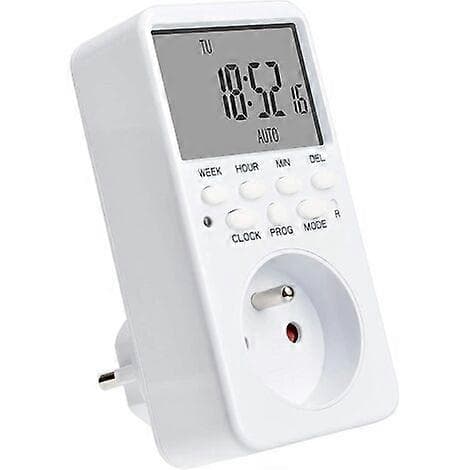 Digital Programmerbar Stikkontakt, Ugentlig Elektrisk Stikkontaktplanlægger med 20 Programmer, 24H Stikkontakt Timer med LCD-Display