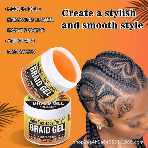 All Day Locks Braid Gel | Extrem stadga, slätar ut och tämjer friss | Ingen flagning eller uttorkning | Hög glans, långvarig för flätor, dreadlocks, twists, cornrows 1pcs