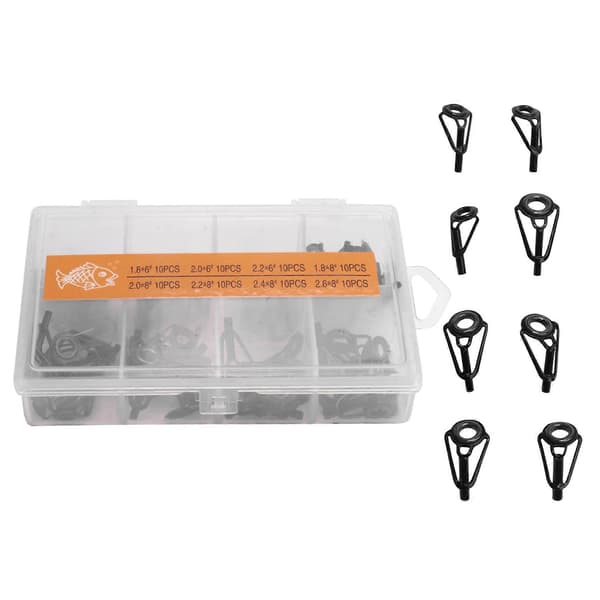 80 stk. fiskestang tip reparationssæt rustfrit stål keramisk ring guide tips stang guide udskiftning tip