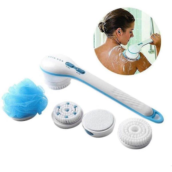 5-i-1 Elektrisk Massage Skrubber Rengøring Badekar Krop Bruser Roterende Spa Børste W[P