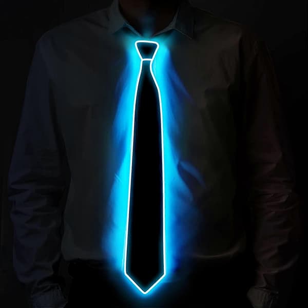 Lysende slips, LED-lysende slips til mænd med strømkabel, justerbare lysende slips, kostumetilbehør til fest, bar, skole. (blå)