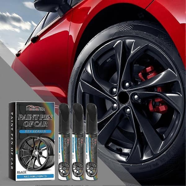 Bil Alufælg Højglans Sort Touch Up Maling Pen Ridse Chip Reparation Vedligeholdelse Maling Pen 2pcs
