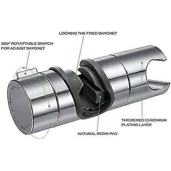 Udskiftelig håndbruserholder, brusehovedholder, 18-25 mm justerbar diameter, krom ABS (sølv)