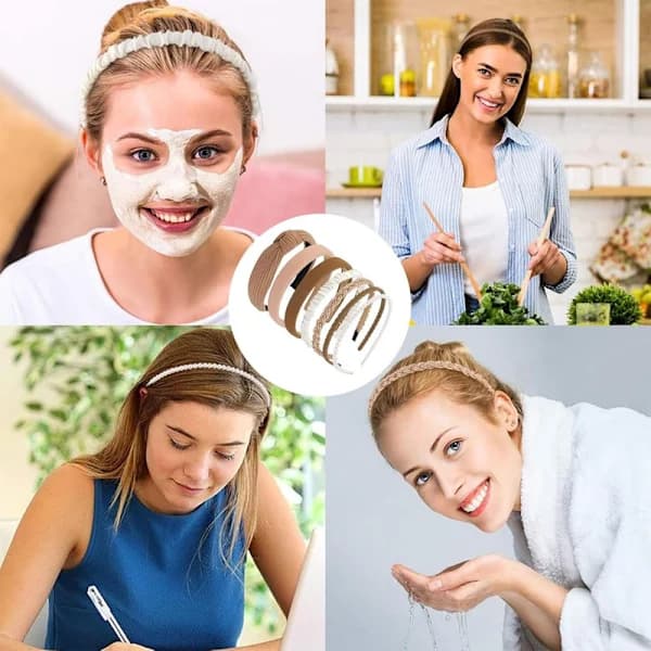 7-pack håraccessoarer för kvinnor – eleganta hårband och scrunchies med pärlor