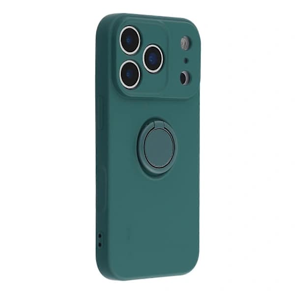 Silikonfodral för iPhone 17 Pro Max med snoddringstativ (mörkgrön, svartgrön)