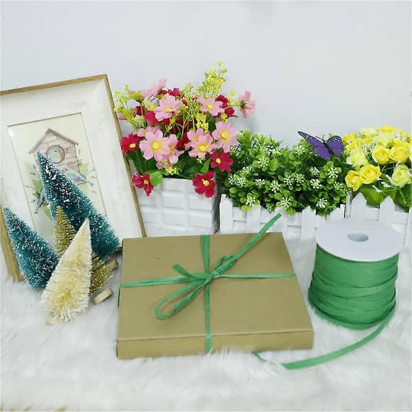 Papir Raffia Bånd 210m Farverigt Holdbart Genanvendeligt Raffia Snor til Blomsterhandler Gaver