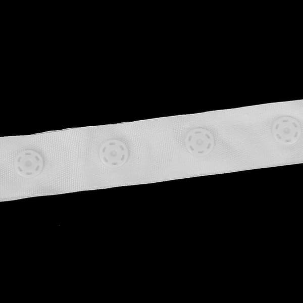 9x2x Trykknapbånd med 6 knapper, 25 mm afstand, hvid og sort