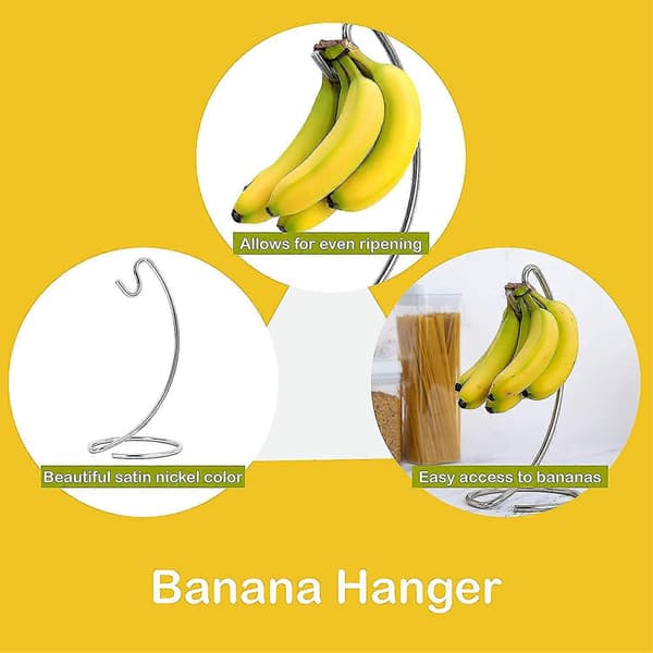 Bananhenger - Bananholder i rustfritt stål med solid stativ og krok.