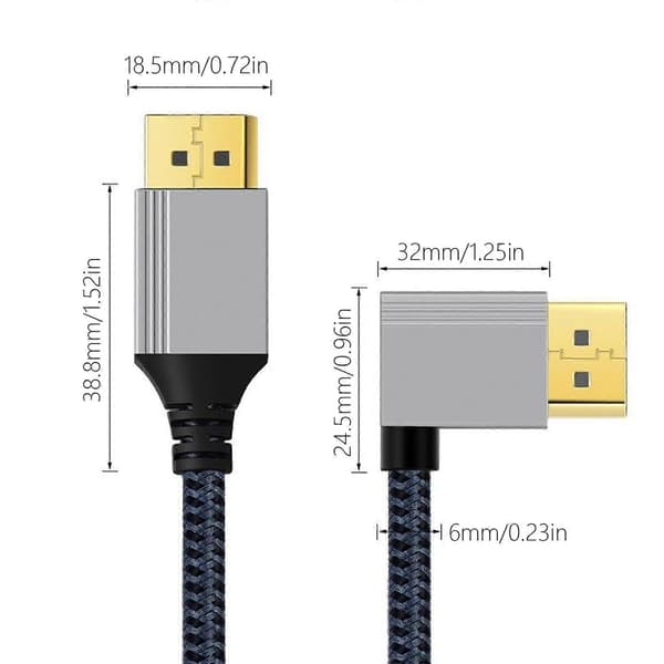 Effektivt 4K 60Hz videokabel med vinklet stik DP1.2 adapterkabel til problemfri visning