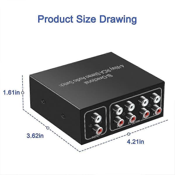 Professionell ljudomkopplare Splitter Rca Stereo Switcher Väljare Switch Box