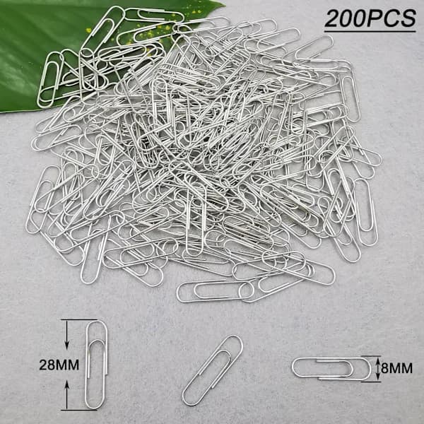 200 st gem 28MM silvermetallklämmor för kontorsmaterial hem