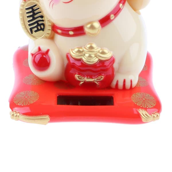 2x Plast Maneki Neko Model Rystende Hænder Figur Lykkekat Bilpynt Gul