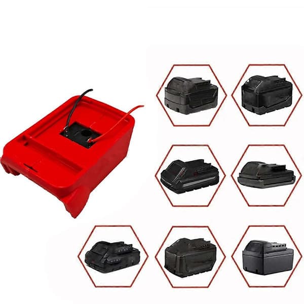 Strømbeslag Stik Adapter Dock Holder til Li-Ion Batteri DIY Adapter Rød