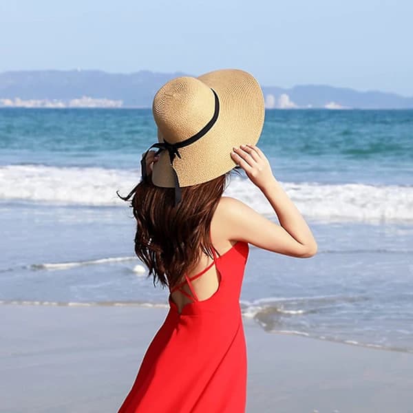 Sommer bredskygget stråhat til kvinder, strandhat, solhat til små piger, foldbar damehat