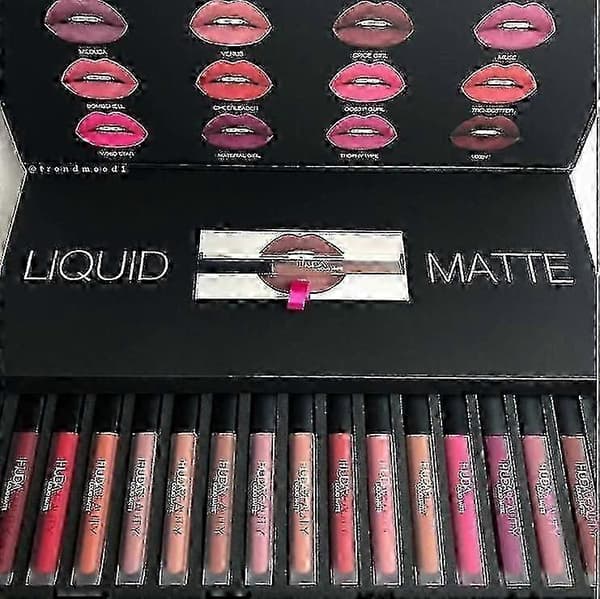 Hudabeauty 16 stk/sett julekit flytende matte leppestifter BEGRENSET UTGAVE