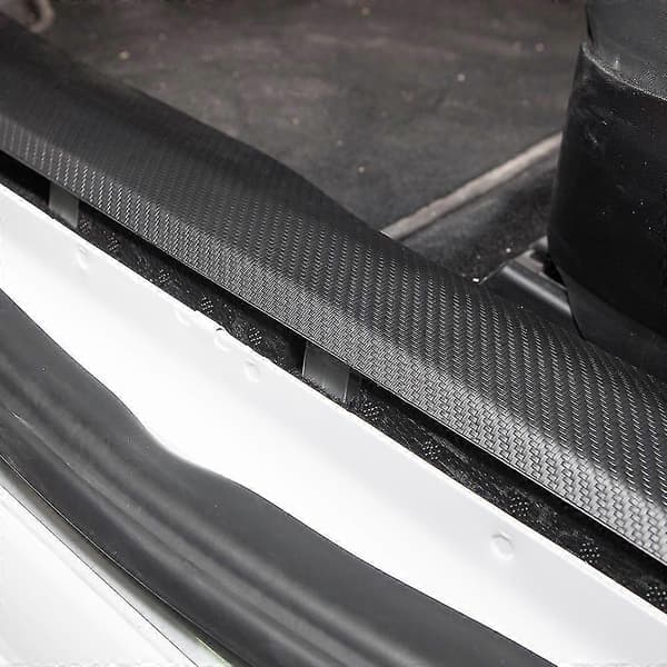 För Tesla Model 3 2017-2023 Bil Läder Kolfiberstil Främre & Bakre Dörrtröskelskydd 4st/set